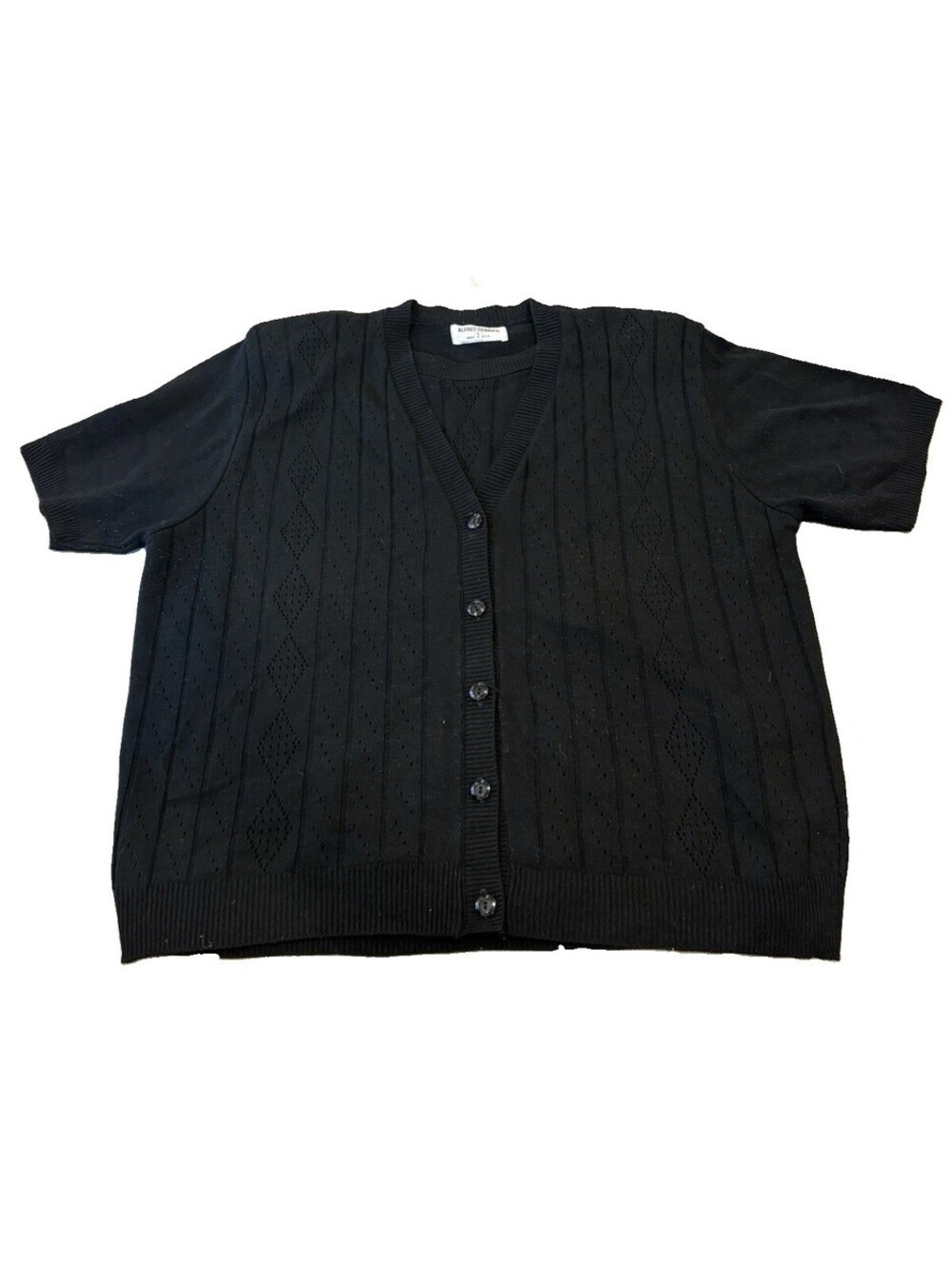 Vintage Women's Alfred Dunner Short Sleeve Black Button Up Cardigan Size L